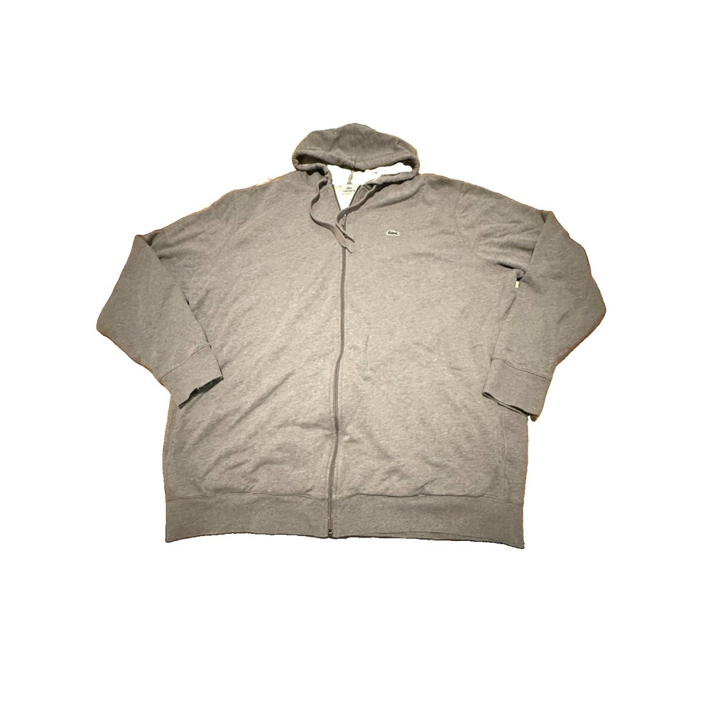 Lacoste Men's Heather Grey Full Zip Hooded Jacket Size 3XLT Logo Hoodie